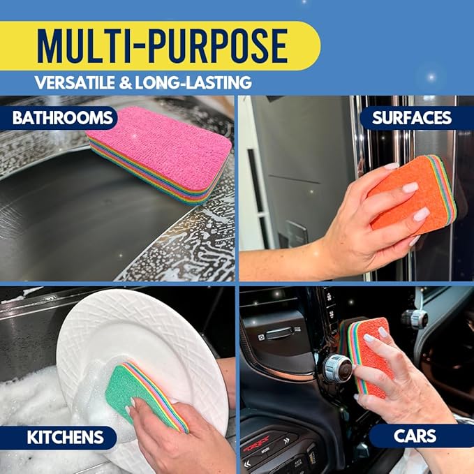 3 Pack 12-Layer Tearable Sponges, Multi-Layered PVA Microfiber Cleaning Pad – Ultra Absorbent, Reusable, Easy to Separate Layers – Ideal for Kitchen Cleaning and Household Surfaces
