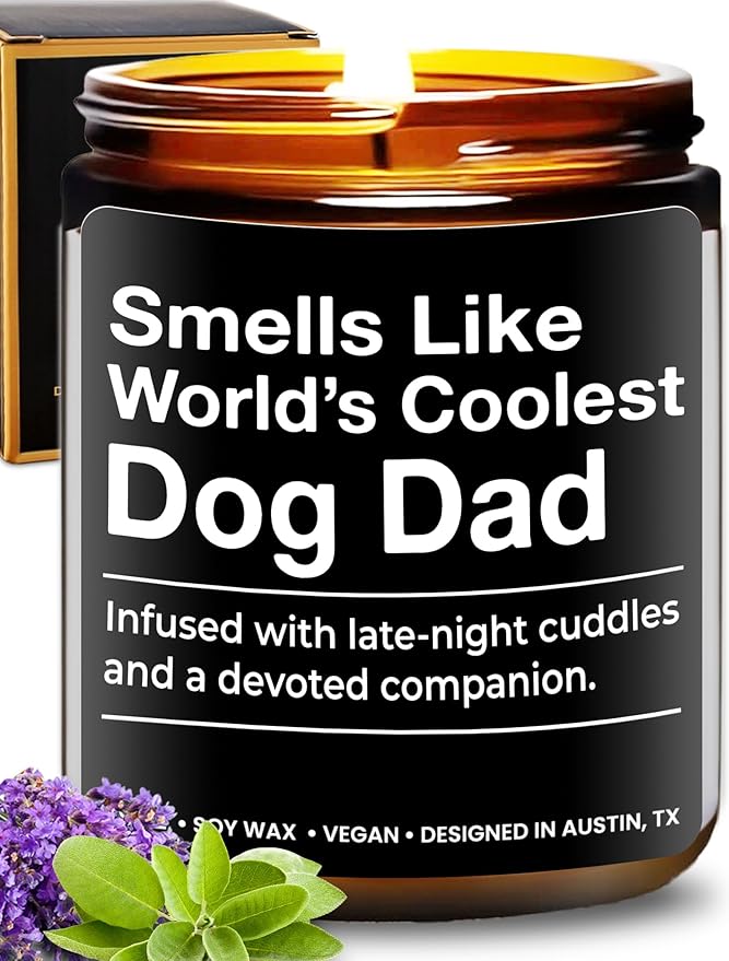 World's Coolest Dog Dad Candle, Perfect Dog Lovers Gifts for Men, Unique Pet Dad Gifts for Him, Best Pet-Themed Gift, Ideal Presents for Birthday, Christmas, Father's Day, Gift-Ready