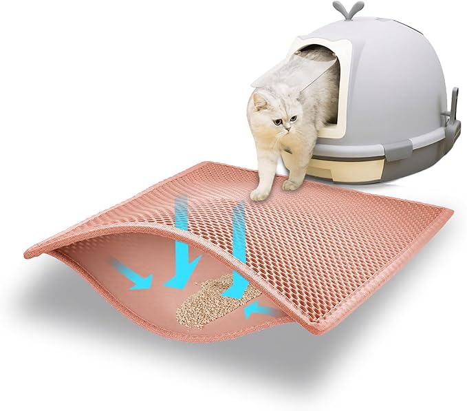 Pieviev Cat Litter Mat Double Layer Waterproof Urine Proof Trapping Mat 1 Pack (Red, 24x15 Inch (Pack of 1))