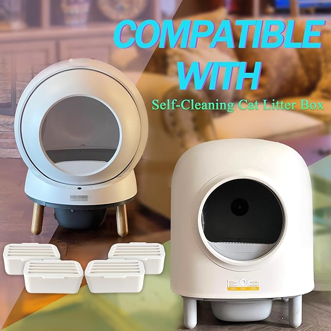 4 PCS Deodorant for PetSafe ScoopFree SmartSpin Self-Cleaning Cat Litter Box, Air Freshener for HHOLOVE Automatic Cat Litter Box, Cat Friendly Natural Plant-Based Odor Suppression