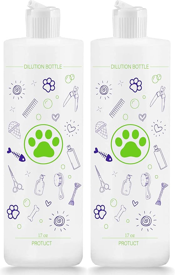 2 Pack Pet Shampoo Dilution Bottles, Specialties Mixing Bottle for Concentrated Dog Shampoo and Conditioner Grooms (2)