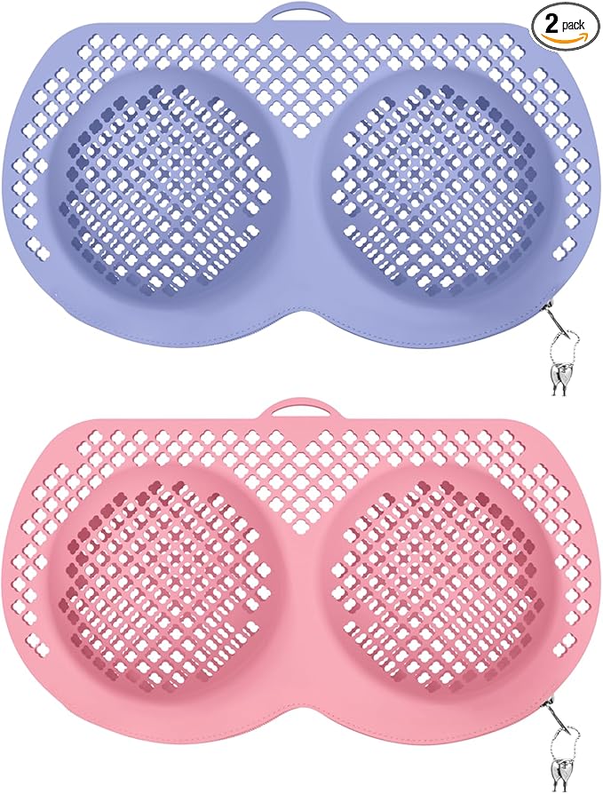 2PCS Bra Laundry Bag for Delicates, Machine Mesh Laundry Bags, Lingerie Protector for Bras, 2025 Upgrade No-Fallout Design - Lockable Zipper & 2 Keys for Bras, Underwear, Fits A-38DDCup