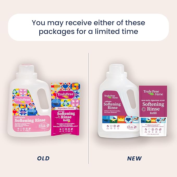 Truly Free Natural Fabric Softener for Sensitive Skin, Baby, Kids | Clean Easy Powder to Liquid Laundry Softener | Lavender Eucalyptus, Septic Safe | 1 Pack Fabric Softner + 1 Refillable Jug, 50 Loads
