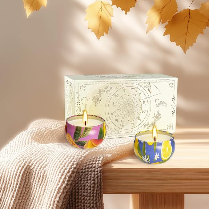 2 Pack Lemon and Mango Flavors Scented Candle 2.5 oz Aromatherapy Candles for Home Decor Candle,Party,Travel, Spa, Bath, Yoga