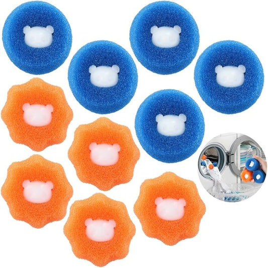10 Pcs Reusable Hair Removal Balls For Laundry, Pet Hair Catcher, Washing Machine Hair Sponge, Lint Remover, Anti-Tangle Clothes Cleaner