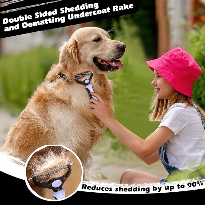 3PCS Self Cleaning Slicker Brush & Pet Grooming Rake & Bath Brush for Dogs,Cats and Horses | Double-Sided Dematting Comb & Skin Friendly Deshedding Grooming Tool | Pet Supplies(Light Purple Black)