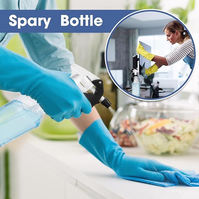 10 Pack Spray Bottles 16 oz Empty Water Spray Bottles for Cleaning Heavy Duty Refillable Squirt ‌container with Measurements Adjustable Nozzle for Household (Black and White,Clear Style)