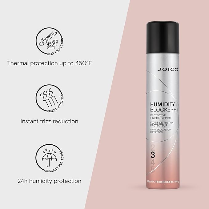 Joico Humidity Blocker+ Protective Finishing Spray | For Most Hair Types | Protect Against Heat, Humidity, & Pollution | Boost Shine | Eliminate Static | Reduce Frizz | Paraben & Sulfate Free | 180mL