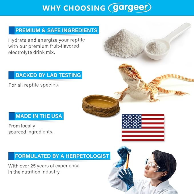 'ReptiLyte' Electrolyte Drink Supplement with Fruit for Reptiles | Hydration & Palatability Boost | Bearded Dragons, Geckos, Lizards, Tortoises | Made in USA. Enjoy!