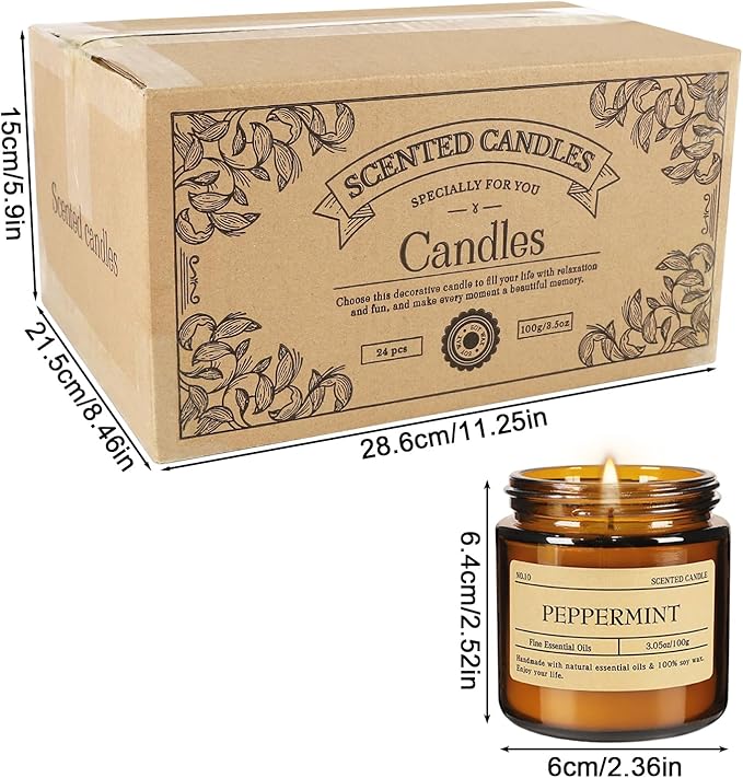 24-Pack Scented Candle Gift Box - 12 scents to Choose from (Rose/Lavender/Lemon/Vanilla),