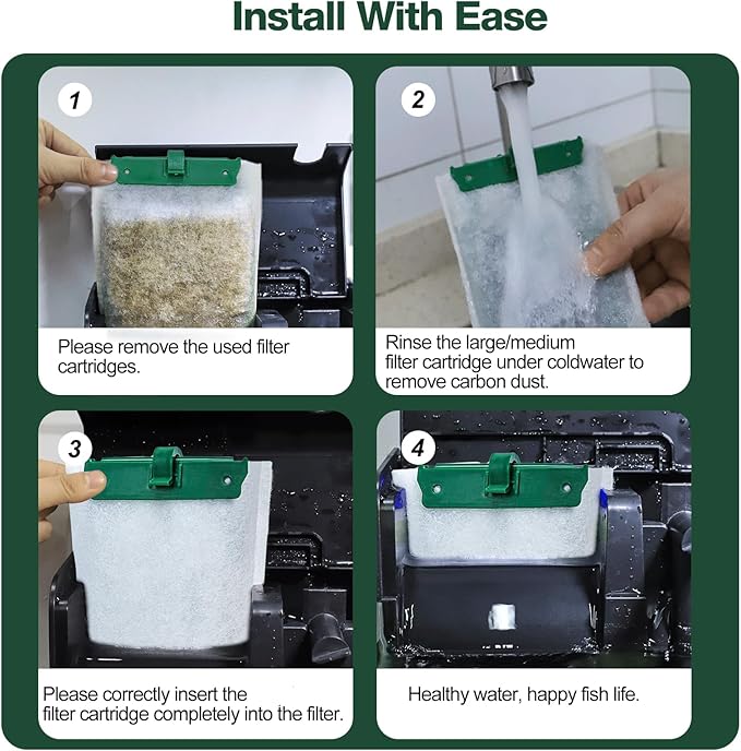 12-Count Medium Filter Cartridges Compatible with Tetra Whisper Bio-Bag Filters Medium Replacement Filter Cartridges for Whisper ReptoFilter and 10i IQ10 PF10 Power Filters -Ready to Use