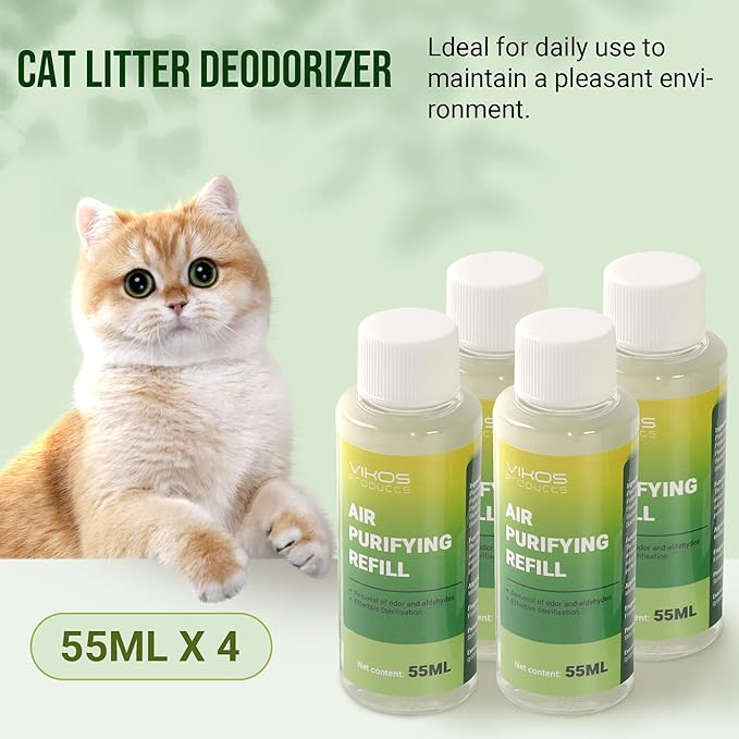 (4 Bottles, Fresh Lotus) Cat Litter Deodorizer Compatible with PETKIT PuraX PuraMax Self-Cleaning Cat Litter Box Deodorizer Replaced Odor Removers Refills