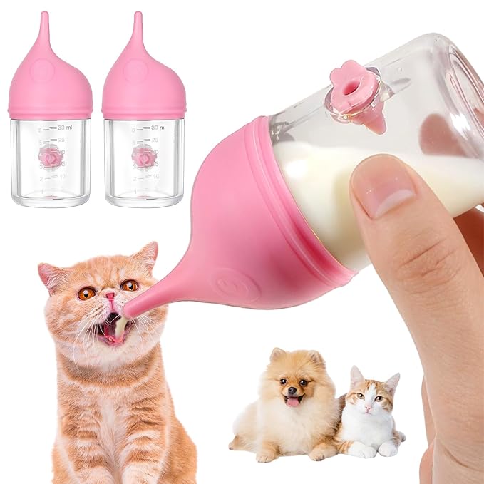 2 Pcs Puppy Bottles for Nursing Animal Feeding Bottles Reusable Pet Feeder Bottle Anti-Choking Design Puppy Bottle Silicone Kitten Feedings Kit for Newborn Kitten Puppies Small Animals
