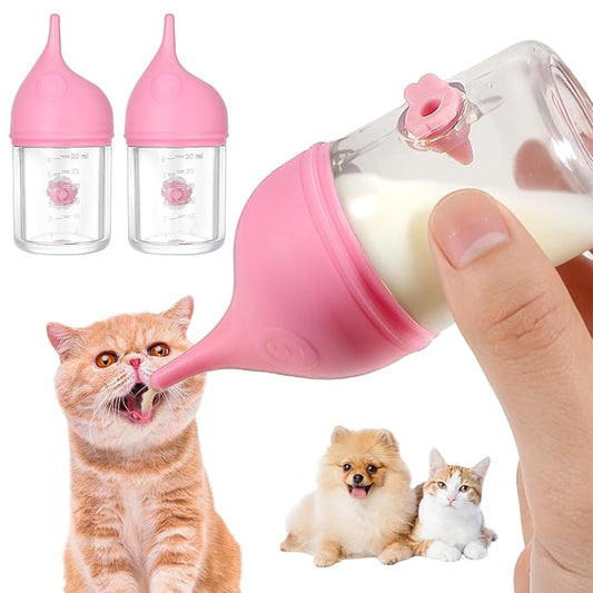 2 Pcs Puppy Bottles for Nursing Animal Feeding Bottles Reusable Pet Feeder Bottle Anti-Choking Design Puppy Bottle Silicone Kitten Feedings Kit for Newborn Kitten Puppies Small Animals