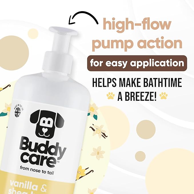 Vanilla & Shea Butter Dog Shampoo - (33.8oz) Itch Relief & Dog Shampoo Sensitive Skin Care, Dog Shampoo and Conditioner, Premium Dog Grooming Supplies for All Breeds