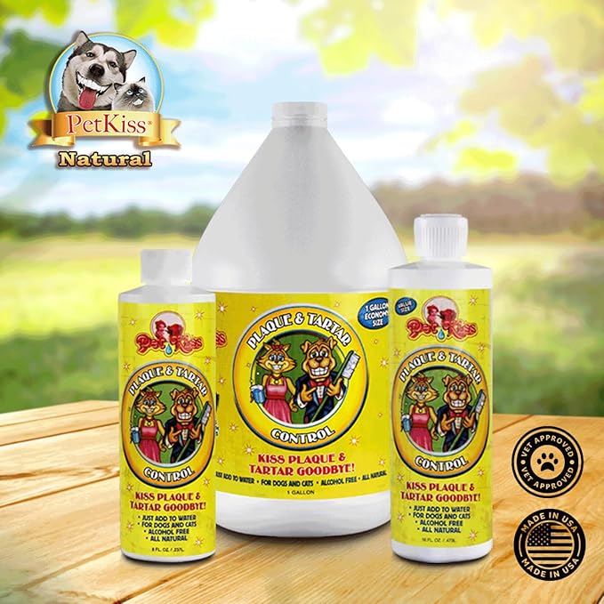 Pet Kiss Plaque and Tartar Water Additive Oral Care for Pets, 1-Gallon