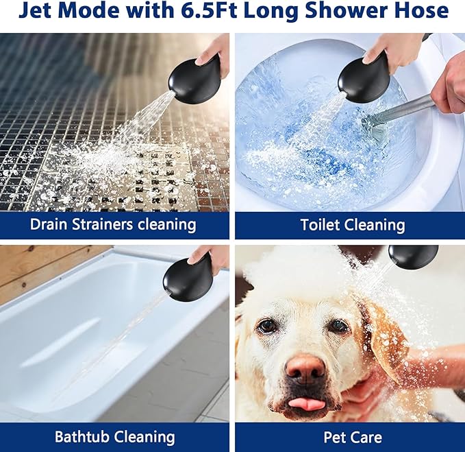High Pressure 10 Setting Handheld Shower Head, 5" Detachable Showerhead Spray Built-in Power Wash to Clean Tub, Tile & Pets, 79" Extra Long Stainless Steel Hose, Adjustable Bracket - Oil Rubbed Bronze