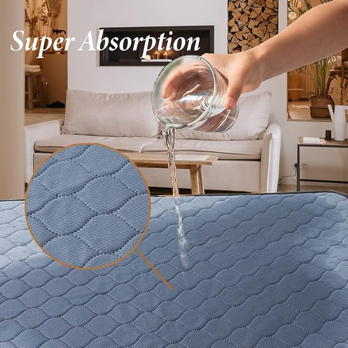 Washable Pee Pads for Dogs - 2-Pack Thick Heavy Absorbency Reusable Pee Pads Prevent Leakage Non-Slip, Waterproof Pet Training Pads for Puppy Playpen, Crate, Whelping Box, Potty Training, Grey