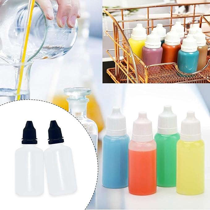12 Pcs Dropper Bottles, 50ml/1.7 oz Empty Squeezable Small Mouth Dropper Bottle, Liquid Dropper Bottle with Black Cap