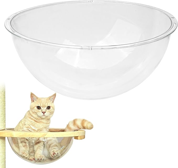 12.6" Acrylic Dome Clear Plastic Pet Cat Bubble Window Capsule Space Cover, Transparent Furniture Replacement for Nest Bed Hammock Catching Tree Shelves Window Perch Accessories, Cat Tree Not Included