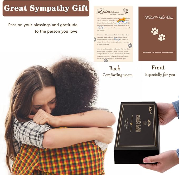 28" Pet Sympathy Wind Chimes, Dog Memorial Gifts for Loss of Dog, Loss of Pet Passing Away Bereavement Remembrance Gift