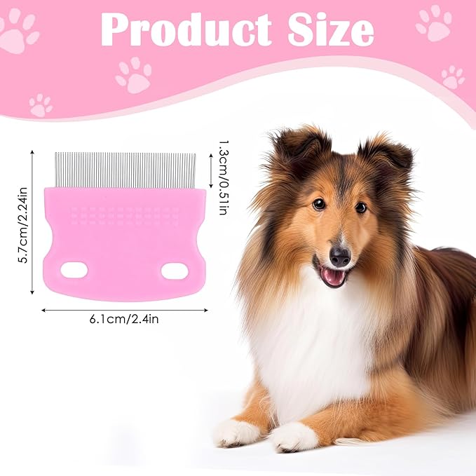 Dog Flea Comb for Tear Stain Remover, 4 Pack Pet Combs,Stainless Steel Tear Stain Remover for Dogs, Cat Dog Grooming Comb, Tick Combs for Dogs & Lice Brush