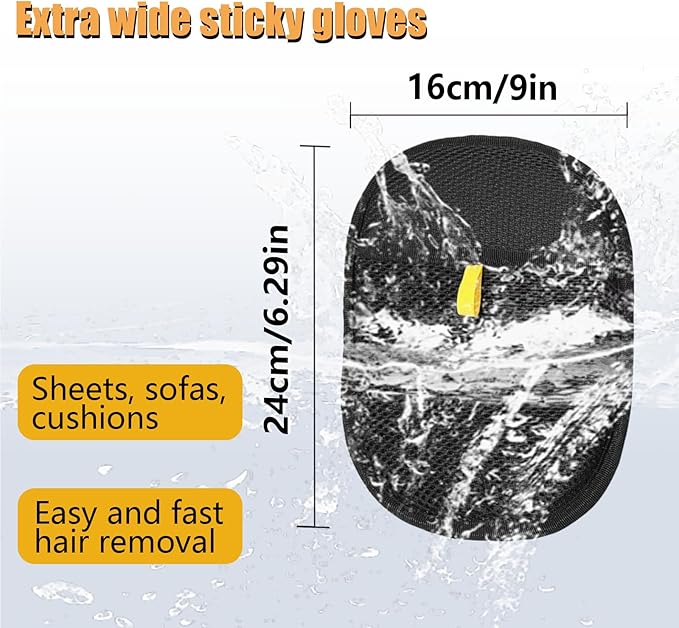 2 Pcs Pet Hair Remover Glove for Dogs Cats Electrostatic Reusable Pet Grooming Mitt with Mesh Back, Lint & Fur Remover Glove for Furniture Bedding Carpet & Clothing, Easy to Clean