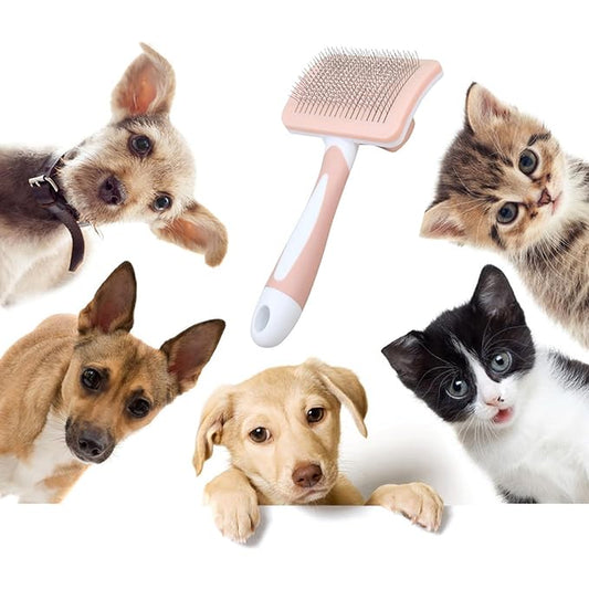 Slicker Brush for Dogs & Pet Comb, Flea Comb for Cats Dogs Brush, Dog Grooming Kit - Deshedding Brush, Pet Hair Removal Comb, Professional Dog Grooming Brush, to Effectively Remove Tangles (Orange)