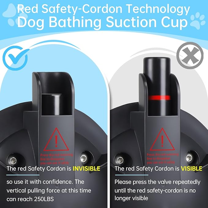 HLOGREE 2PCS Heavy Duty Dog Bathing Suction Cup for Large Dog within 110LBS, Pet Dog Cat Bath Holder Suction Cup Anchor for Grooming Bathtub Restraint, for Shower, Bathing, Blowing, Trimming- NO LEASH