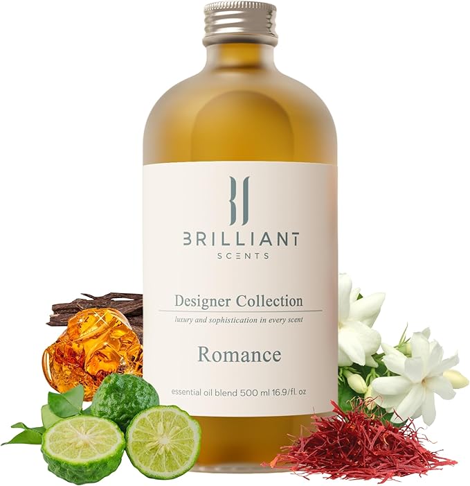 Brilliant Scents Diffuser Oil Refill, Inspired by Baccarat Rouge Designer Collection Aroma Scents, Essential Oils Set for Home, Fragrance Oil for Candle Making, Hotel, 50ML, Romance