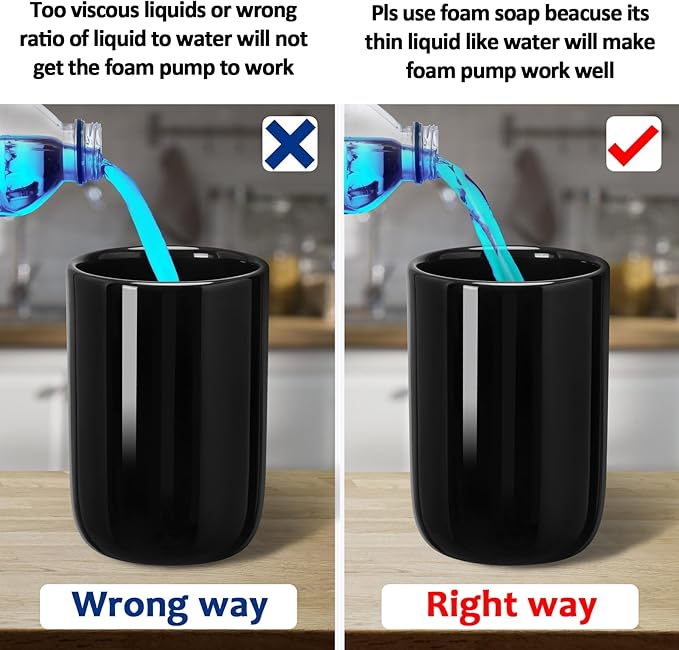 Soap Foaming Dispenser Ceramic with Easy-to-Press Pump Hand Foam Dispenser for Shampoo Bathroom Countertop 13.5 oz