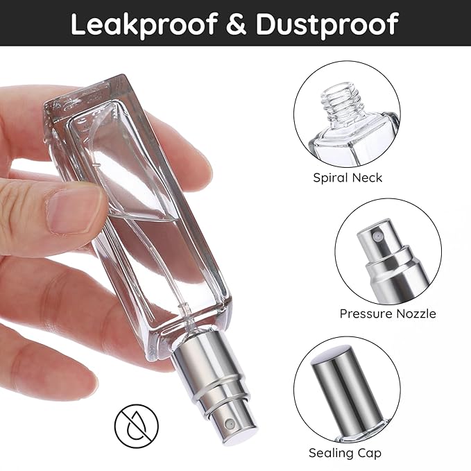 Segbeauty 20ml Refillable Perfume Bottle Travel, 2pcs Empty Glass Spray Bottles Atomizer, Mini Pocket Leakproof Fine Mist Sprayer for Perfume Cologne Dispenser Fragrance Container Set Travel Accessory