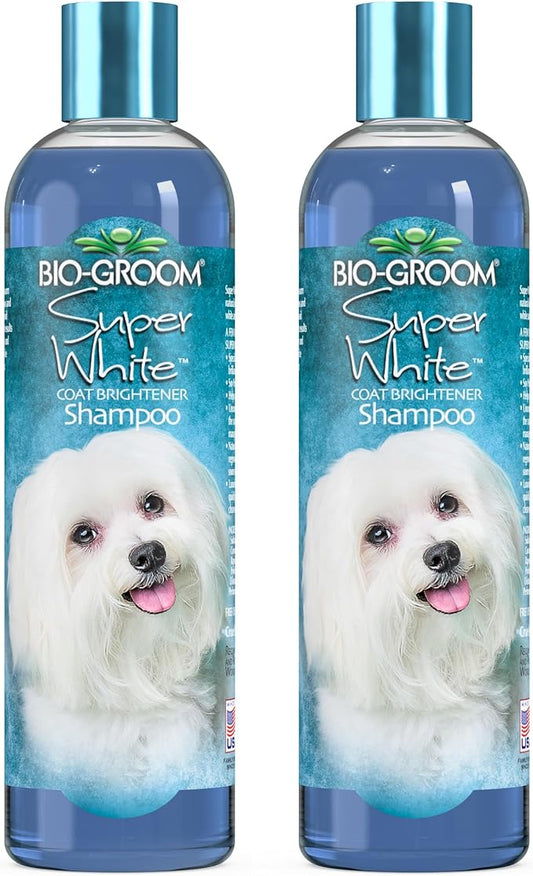 Bio-Groom Super Whitening Dog Shampoo - Whitening Pet Shampoo, Dog Bathing Supplies, Puppy Wash, Grooming Supplies, Cruelty-Free, Made in USA, Coat Brightener - 12 fl oz 2-Pack