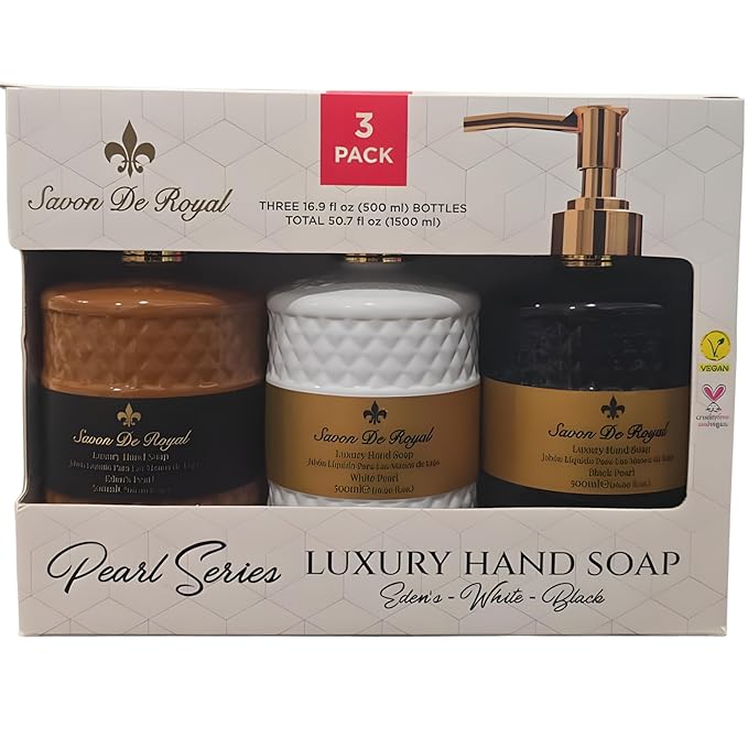 Luxury Pack of 3 Liquid Hand Soap, Jasmine/Musk Vanilla/Vanilla Orange Bathroom Soap Hand Wash Refillable Bottle Gift 50.7 Fl Oz