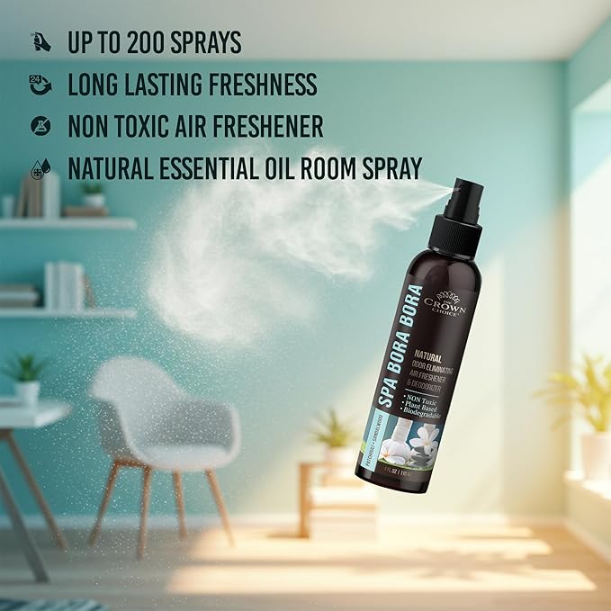 Non-Toxic Odor Eliminator, Natural Sandalwood & Patchouli Air Freshener Spray for Home, Room, Closet & Couch Deodorizer, Long Lasting Bathroom & Toilet Freshener, Safe for Kids & Pets,2PK, 4 oz each