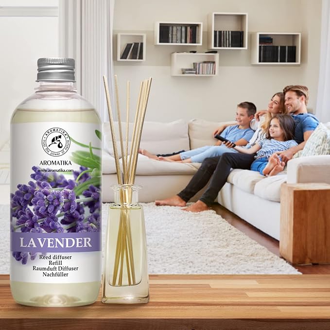 Lavender Reed Diffuser Refill 17 Fl Oz - 500ml - Lavanda Refill - Wardrobe Freshener - Home Fragrance Oil - Air Freshener - Aromatherapy - Essential Lavender Oil Diffuser - Diffuser Refill