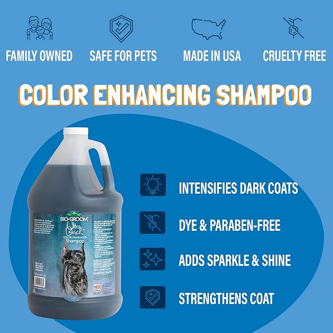 Bio-Groom Ultra-Black Dog Shampoo - Color Enhancing Pet Shampoo, Dog Bathing Supplies, Puppy Wash, Grooming Supplies, Cruelty-Free, Made in USA, Coat Brightener - 1 Gallon