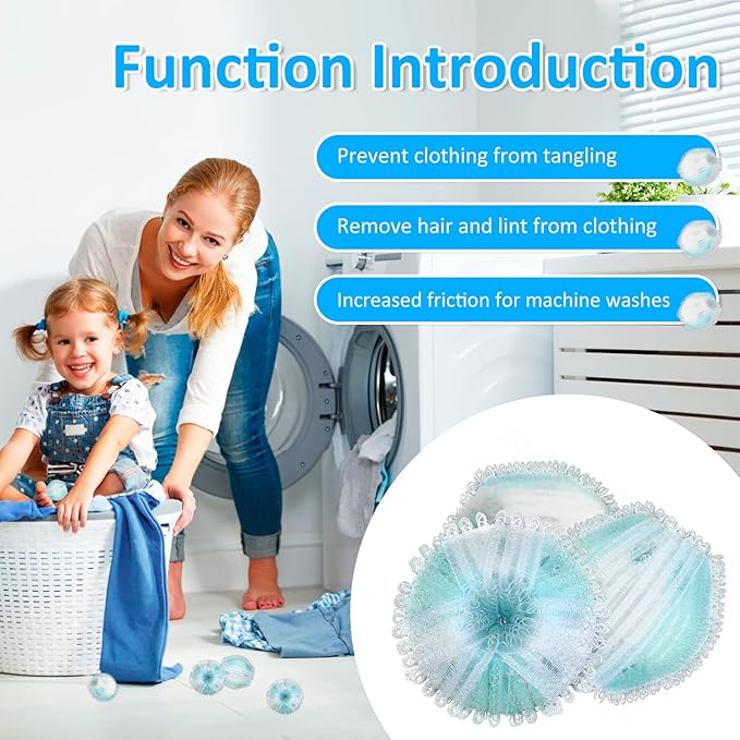 16 Pcs Laundry Pet Hair Remover Reusable Washing Hair Catcher Floating Pet Hair Removal Balls Lint Remover Balls Easy to Use Washing Balls for Pet Hair Washing Machine Dryer Clothes