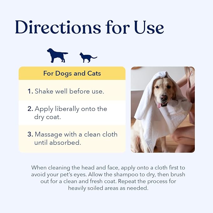 Honest Paws Dog Dry Shampoo - Waterless No Rinse Spray Formula Reducing Itch Cleanse Hydrate Nourish Dry Skin and Smelly Coat Help Decrease Odor Shedding and Allergies - Oatmeal & Lavender - 16 oz