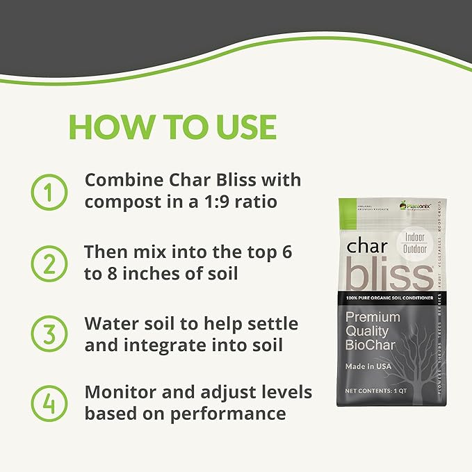 Char Bliss (1 Cubic Ft) - Organic Biochar for Plants - OMRI-Listed Biochar Soil Amendment Organic - Horticultural Charcoal for Plants, Gardening, & Potting Soil - 100% Natural and Renewable Bio Char