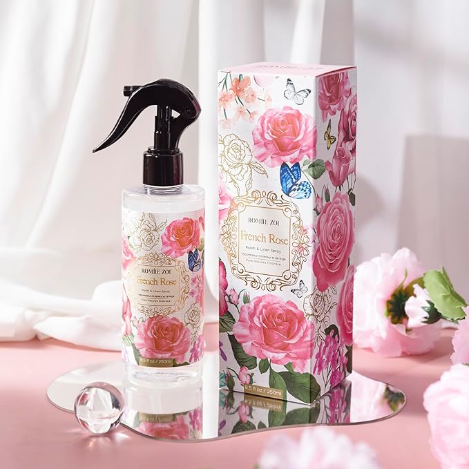 ROMIIE ZOI Linen & Room Air Freshener Spray Room Mist, with Natural Plant Extract, Rose Scent, 8.5 FL OZ.