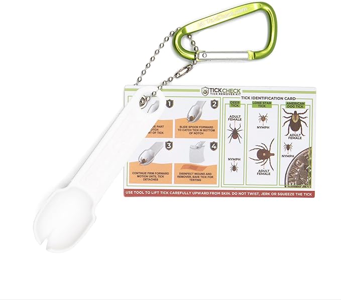 Tick Remover Spoon Keychain - Lightweight Tick Remover Tool with Free Tick ID Card & Carabiner