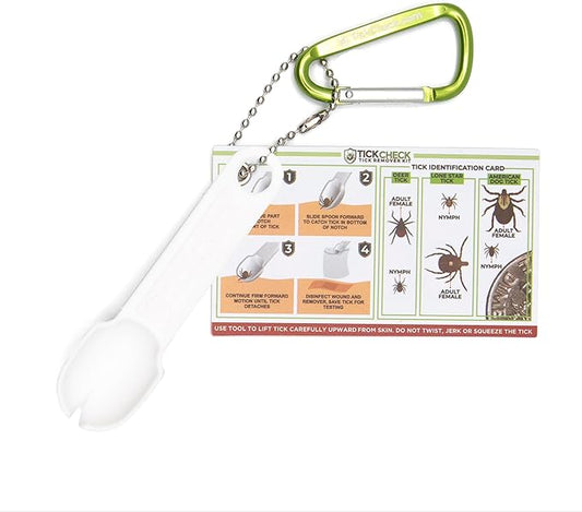 Tick Remover Spoon Keychain - Lightweight Tick Remover Tool with Free Tick ID Card & Carabiner
