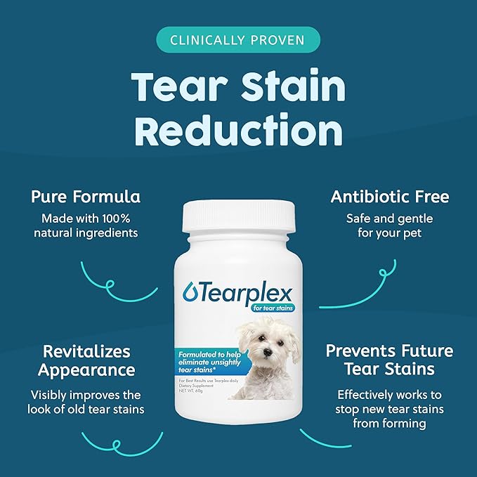 Tear Stain Remover for Dogs and Cats | Natural Supplement Suitable for All Breed Types | Pet Tear Stain Remover Powder | Made with Natural Ingredients | Beef Flavored - 3 Pack