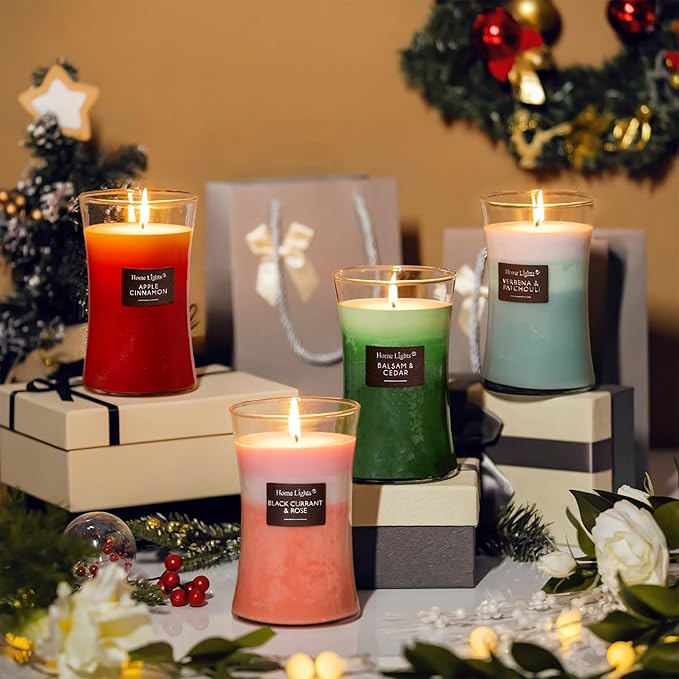 HomeLights 3-Layer Candles for Home Scented, 21.52 OZ Natural Soy Wax Scented Candles Burns Up to 100 Hours, Large Jar, Apple Cinnamon
