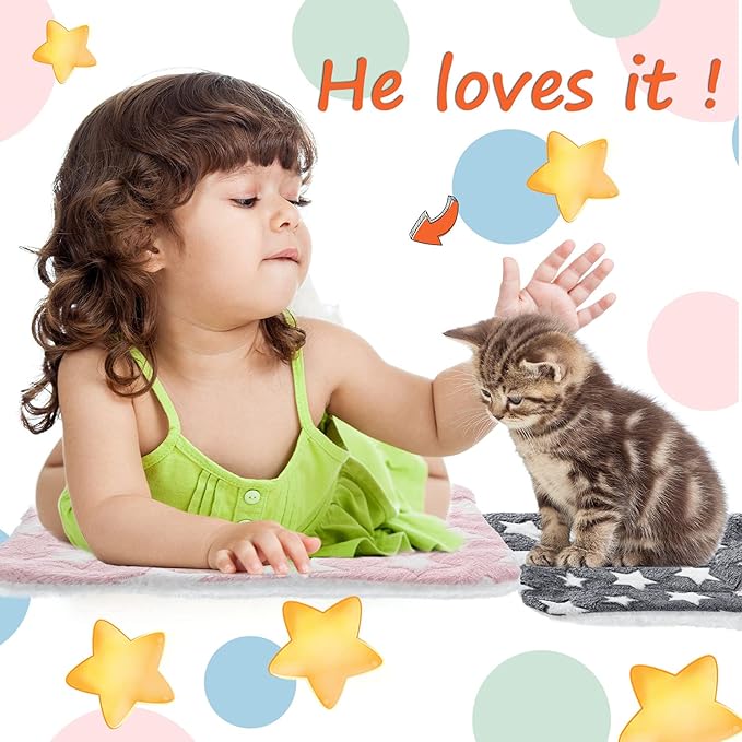 Jetec 4 Pcs Guinea Pig Pee Pads Washable 10 x 11 Inch Guinea Pig Bed Pads Plush Small Animal Beds for Indoor Rabbit Hamster Squirrel Hedgehog Chinchilla Ferret