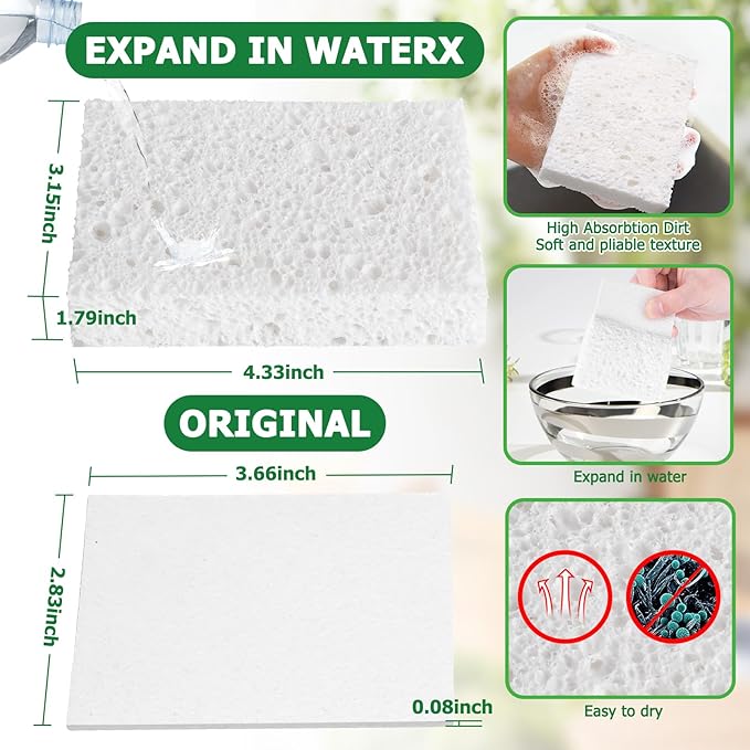 12 Pack Dishwashing Sponges Natural Cellulose Sponges Plant Based Resilient and Reusable Soft Dish Sponges for Washing Dishes DIY Craft Sponge for Fun