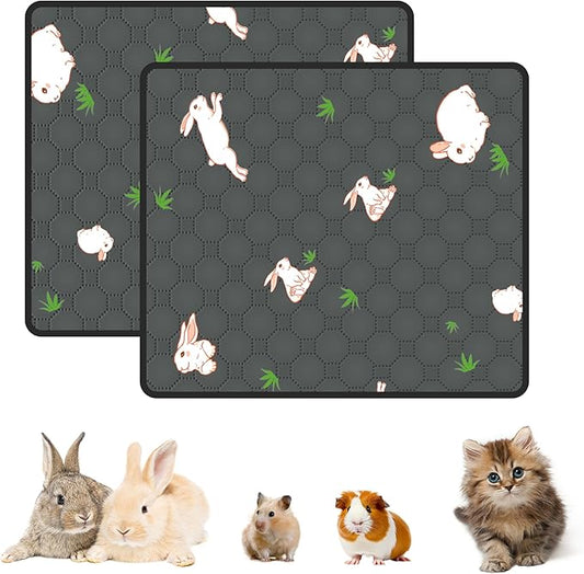 2-Pack Guinea Pig Cage Liner, 31in x 36in Fast Absorption Washable Bedding Pee Pads for Dogs Puppy Rabbit Small Animal Cage Mat, Leakproof & Non-Slip