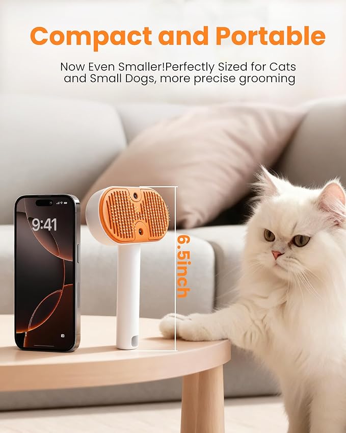 Cat Steam Brush with Waterless Shampoo, Self Cleaning Cat Brush for Shedding, 3 in 1 Pet Spray Hair Removal Comb, Pet Steam Brushes for Long and Short Haired Dog, Cool Mist Only