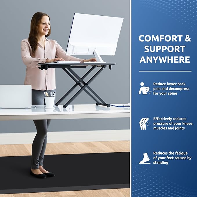 KitchenClouds Kitchen Mat Cushioned Anti Fatigue Rug 30"x108" Waterproof, Non Slip, Standing and Comfort Desk/Floor Mats for House Sink Office (Black,0.8inch)